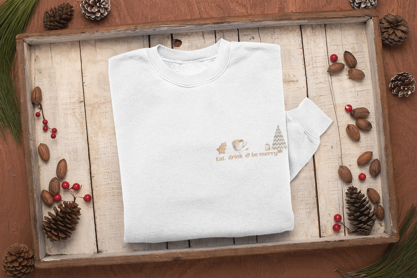 eat, drink and be merry sweater kerstmis christmas